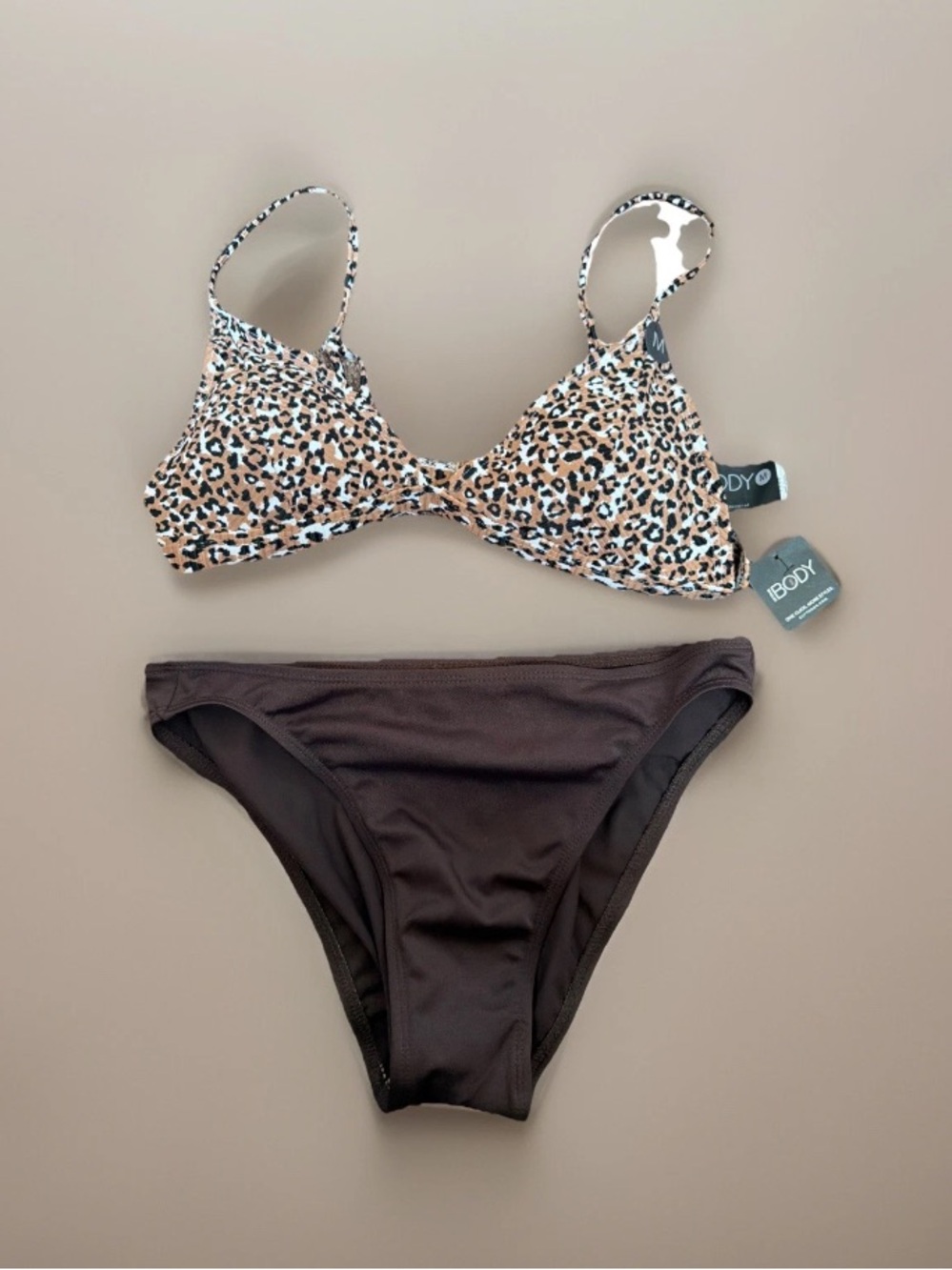 Cotton On Leopard Print Top with Brown Bikini Bottoms